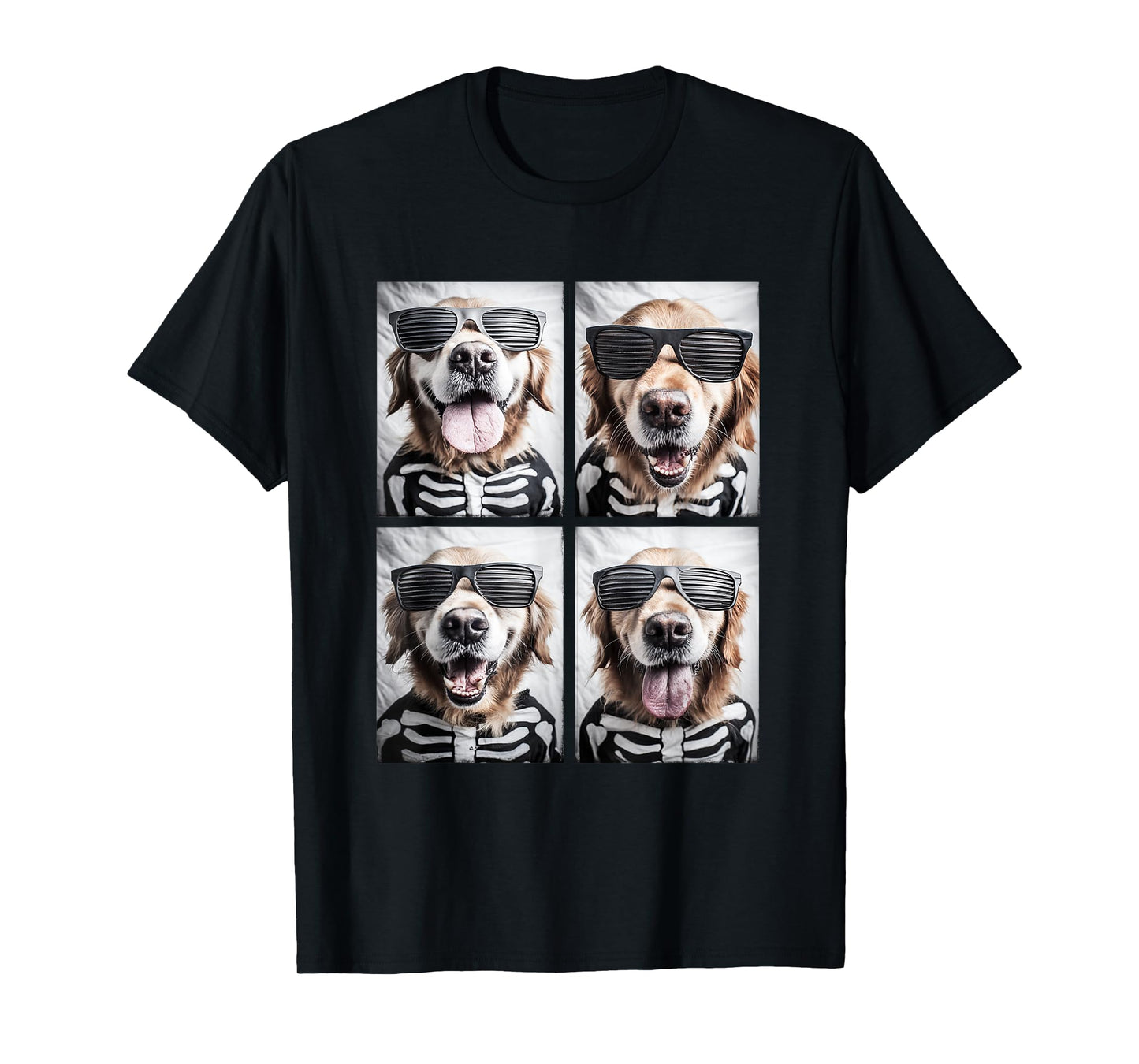 Golden Retrievers with Sunglasses Skeleton Costume Halloween T-Shirt