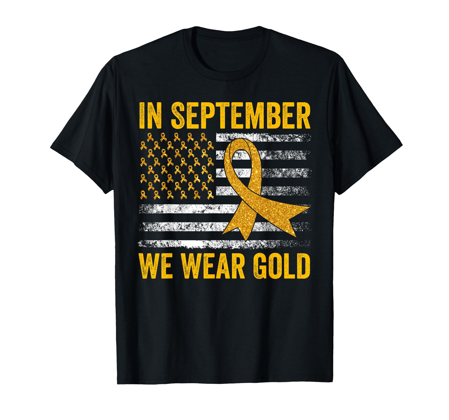 In September We Wear Gold Childhood Cancer Awareness Flag T-Shirt