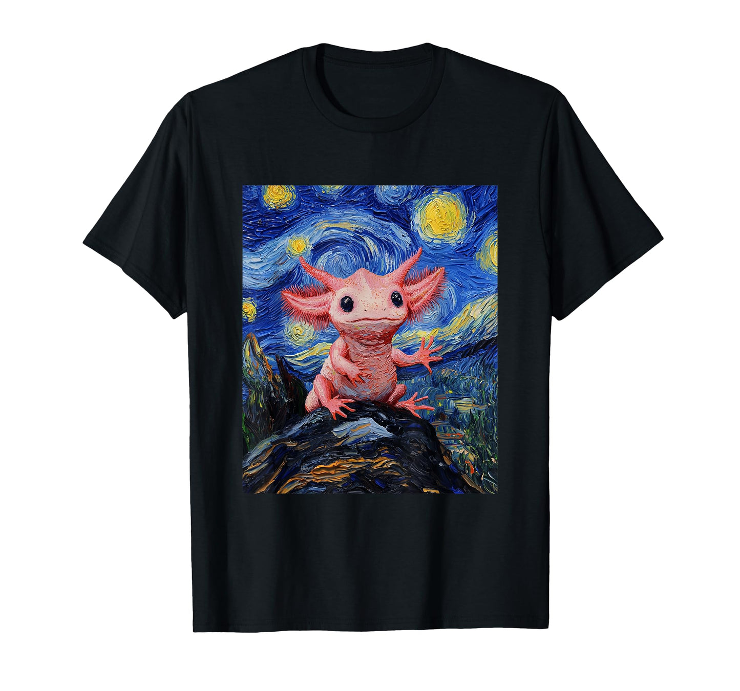 Axolotl Kawaii - Van Gogh Style - Starry Night Graphic T-Shirt