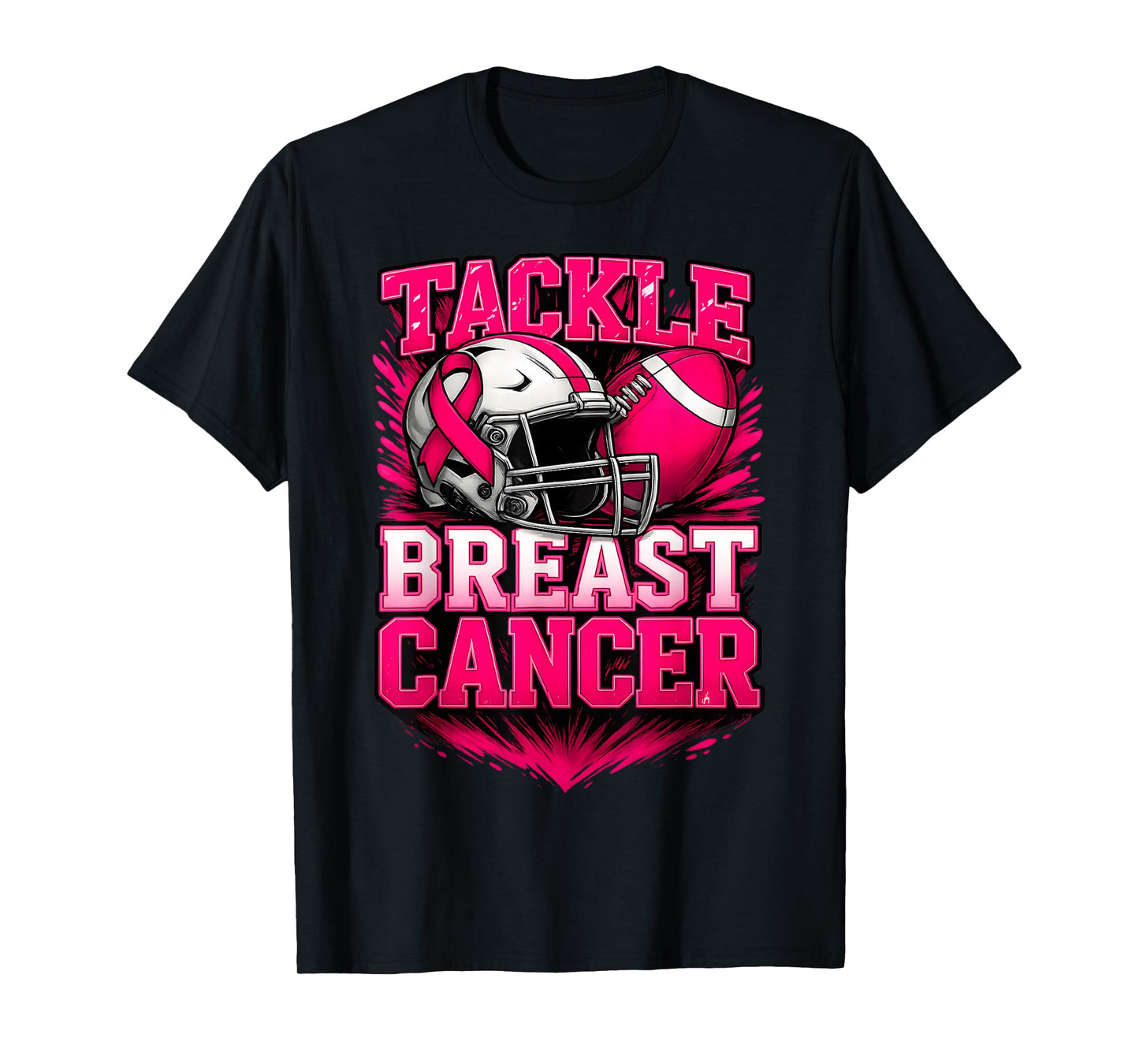 Tackle Football Pink Ribbon Support Breast Cancer Awareness T-Shirt
