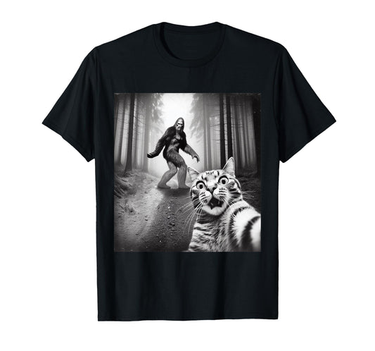 Funny Cat Selfie With Sasquatch Bigfoot T-Shirt