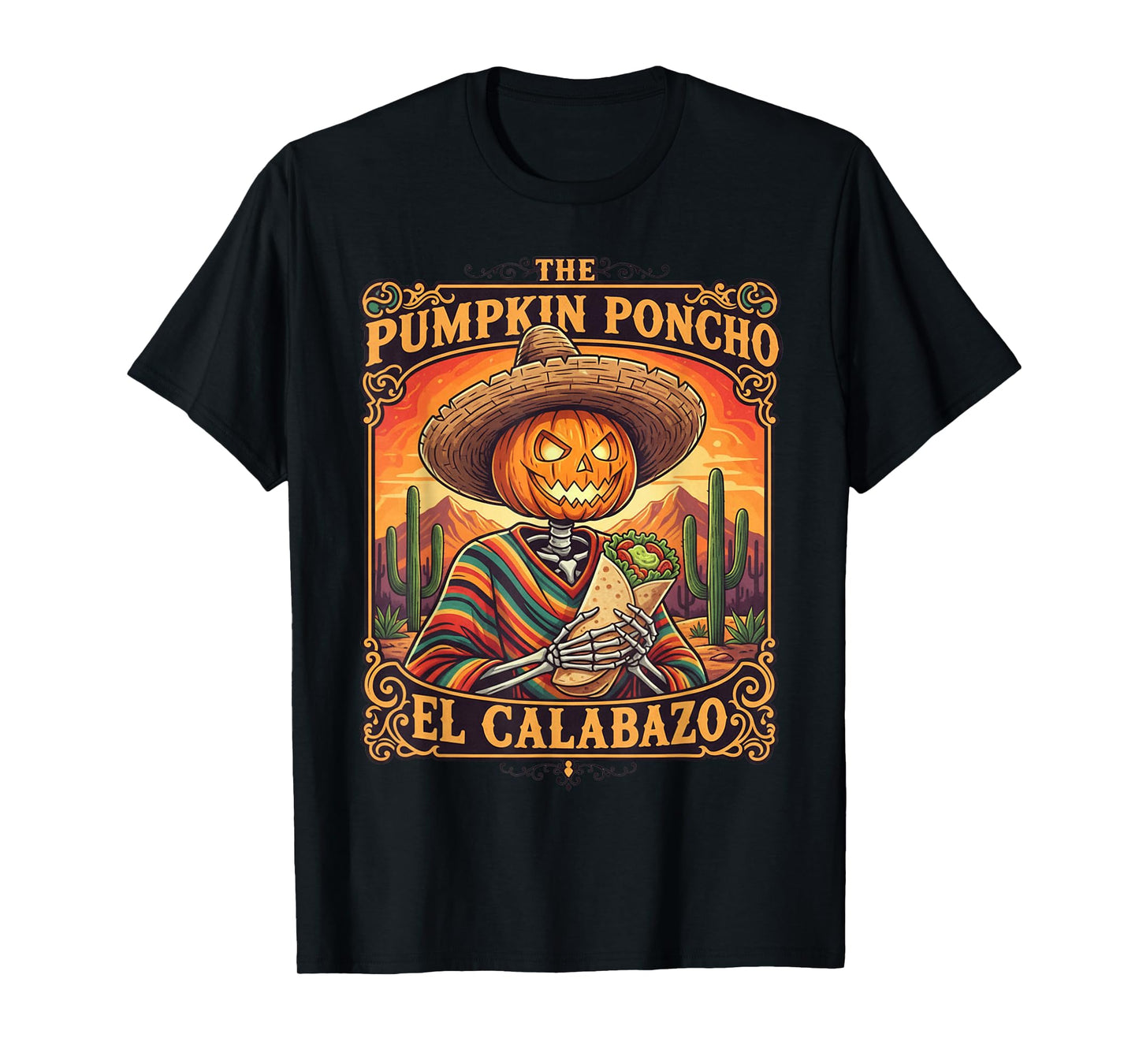 Funny Halloween Tacos Mexican Jack O’ Lantern El Calaboza T-Shirt