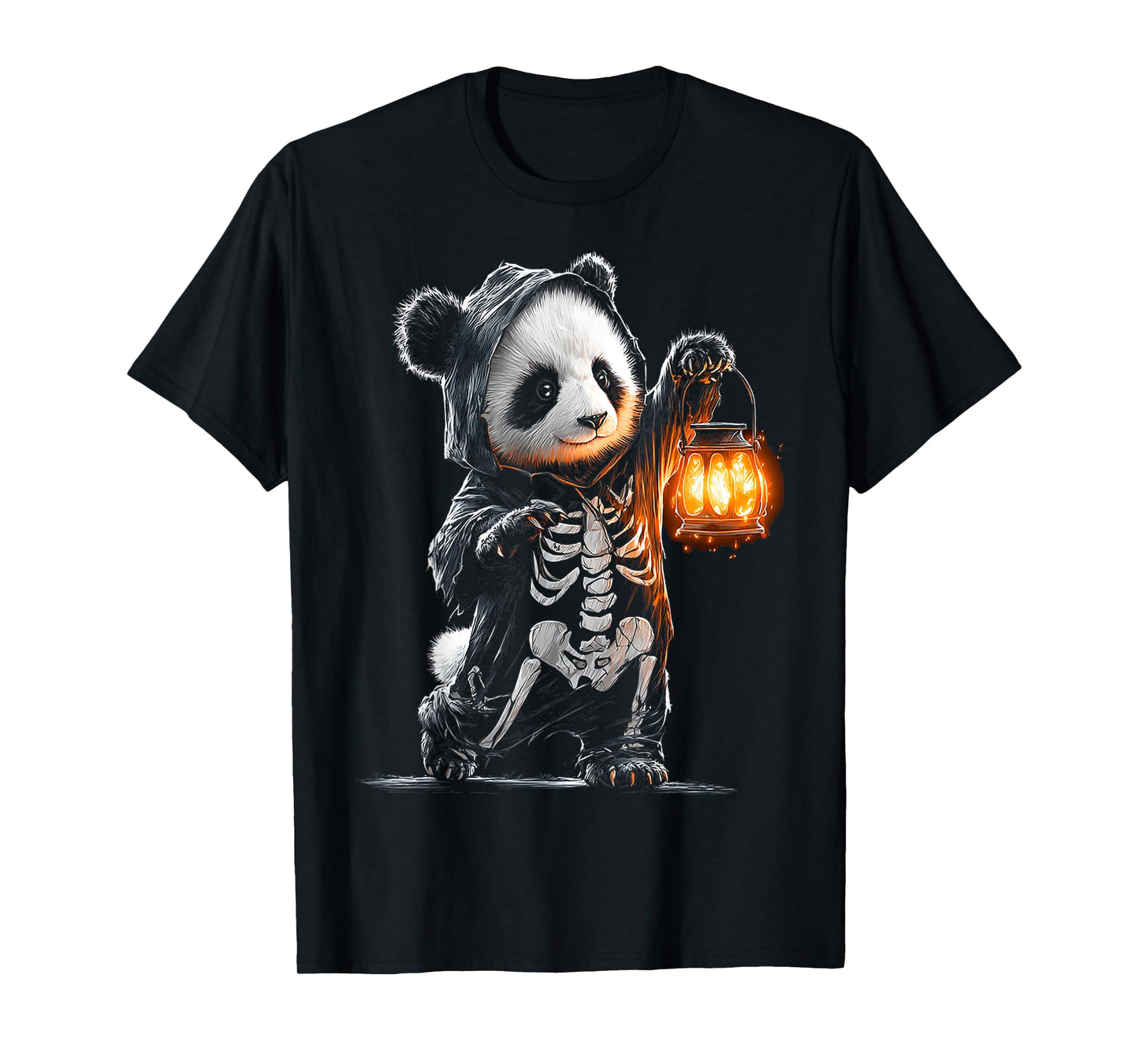 Halloween Panda Skeleton Vampire Lantern Animal Halloween T-Shirt