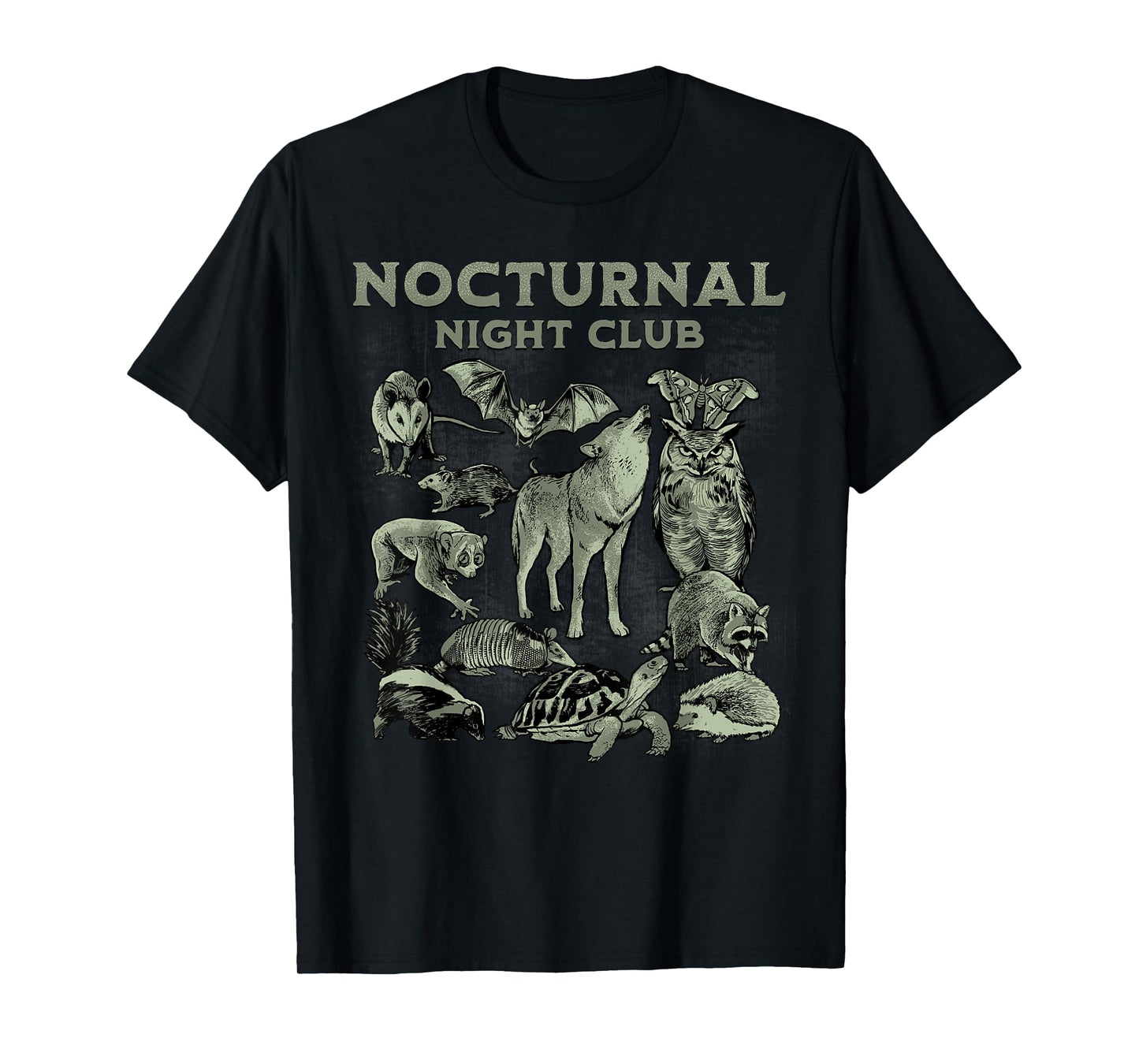 Nocturnal Night Club Dark Creatures Funny Animal Party T-Shirt