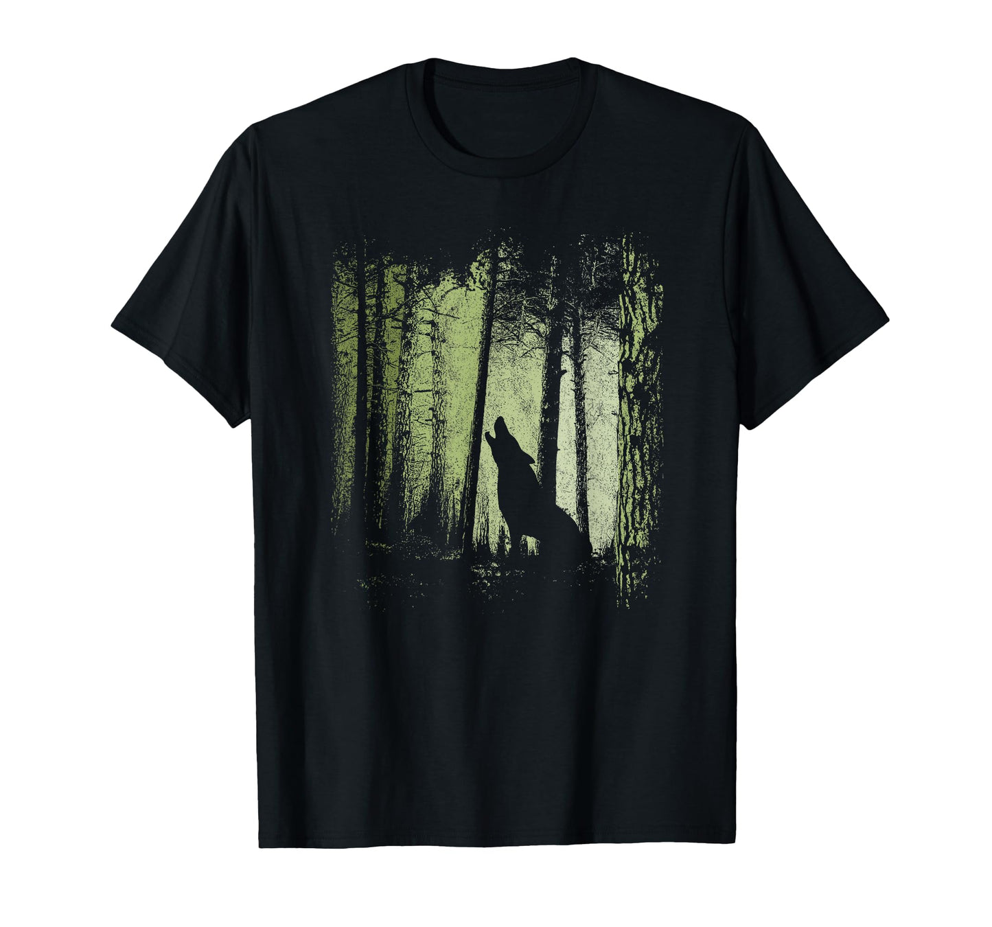 Twilight Forest Romantic Howling Wolf Silhouette T-Shirt