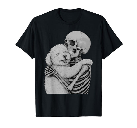 Bichon Frise Skeleton Hug Halloween Dog Lover T-Shirt
