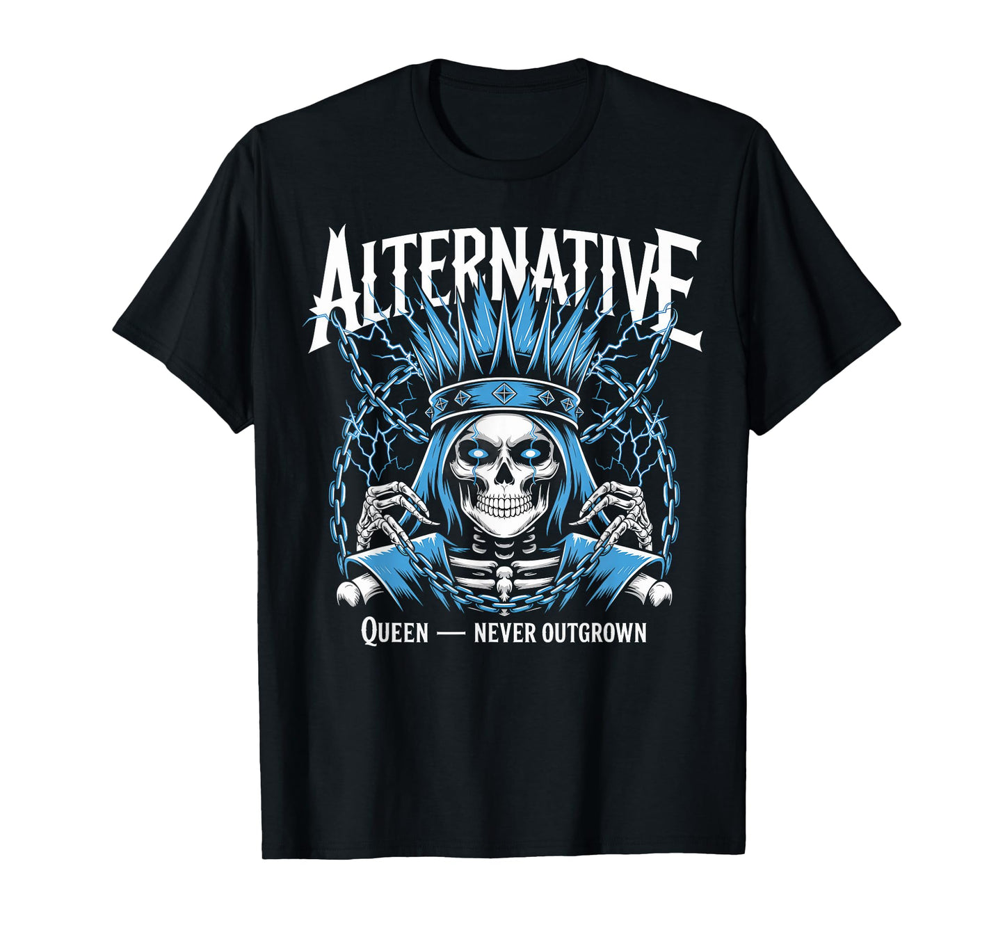 Alternative Queen Never Outgrown Skeleton Art T-Shirt