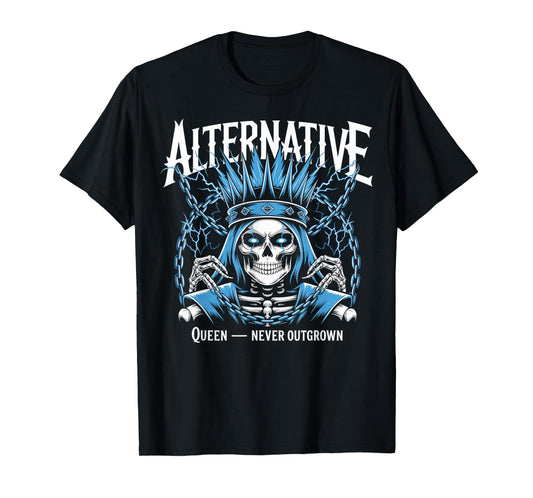 Alternative Queen Never Outgrown Skeleton Art T-Shirt
