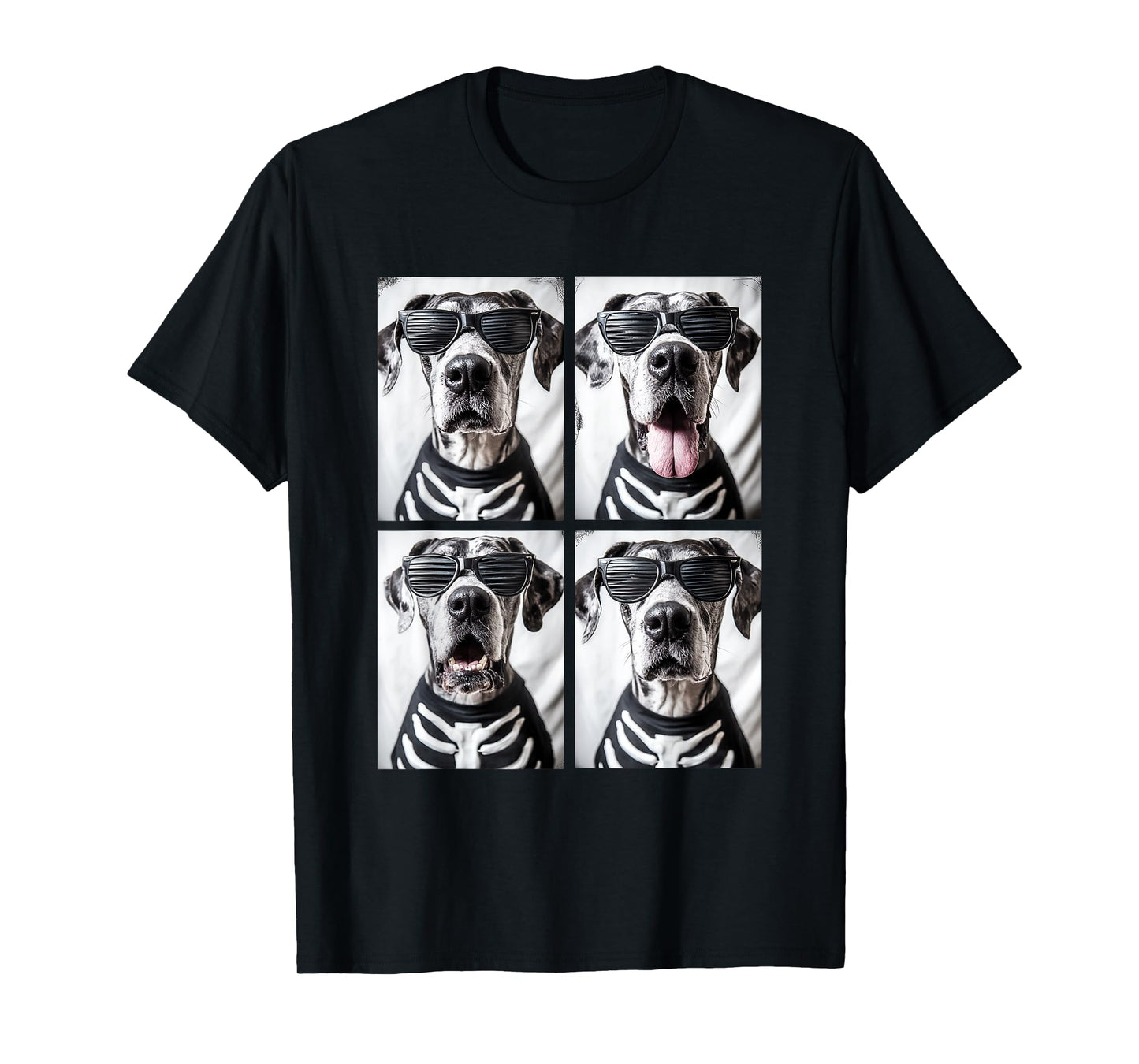 Great Danes with Sunglasses Skeleton Costume Halloween Dogs T-Shirt