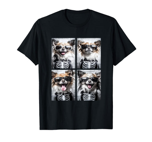 Cute Chihuahuas with Sunglasses Halloween Skeleton Costume T-Shirt