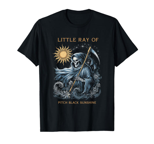 Little Ray of Pitch Black Sunshine Grim Reaper Goth Art T-Shirt