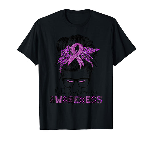 rett syndrome Awareness Messy bun hair women T-Shirt