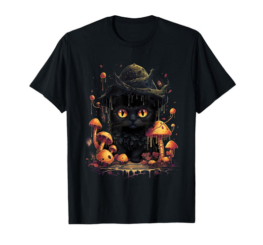 Aesthetic Goblincore and dark Cottagecore Cat under Mushroom T-Shirt