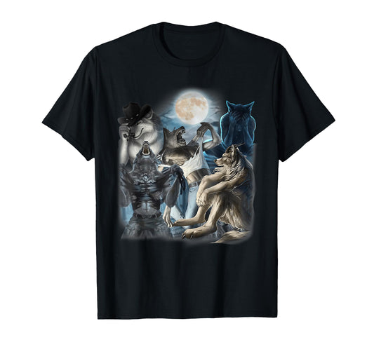 Edgy Wolf Wolves Howling Funny Oddly Specific Dank Meme T-Shirt