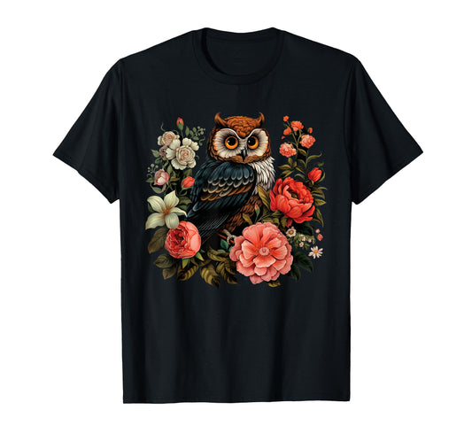 Cottagecore Cute Owl Floral Aesthetic Girls Women T-Shirt