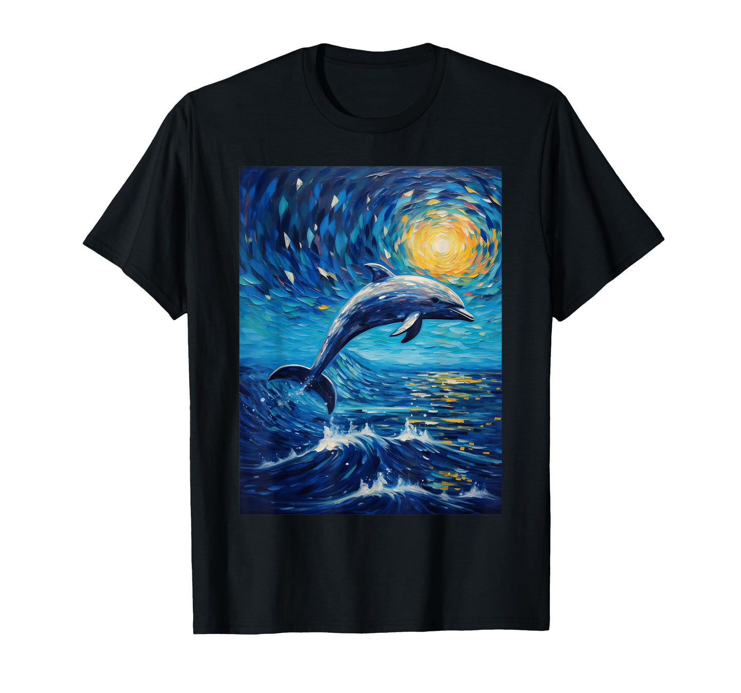 Dolphin Starry Night Van Gogh Style Graphic T-Shirt