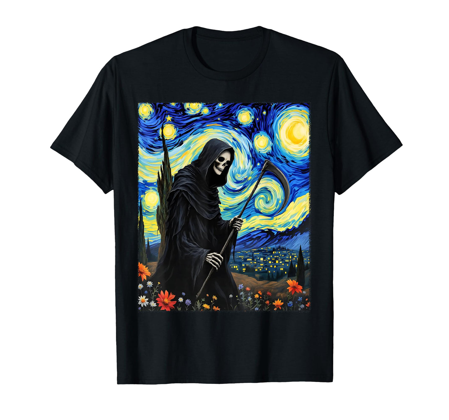 Grim Reaper Van Gogh Inspired Halloween Party Costume T-Shirt