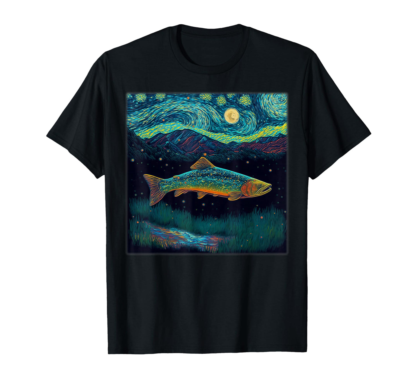 Surrealism Starry Night Brook Trout T-Shirt