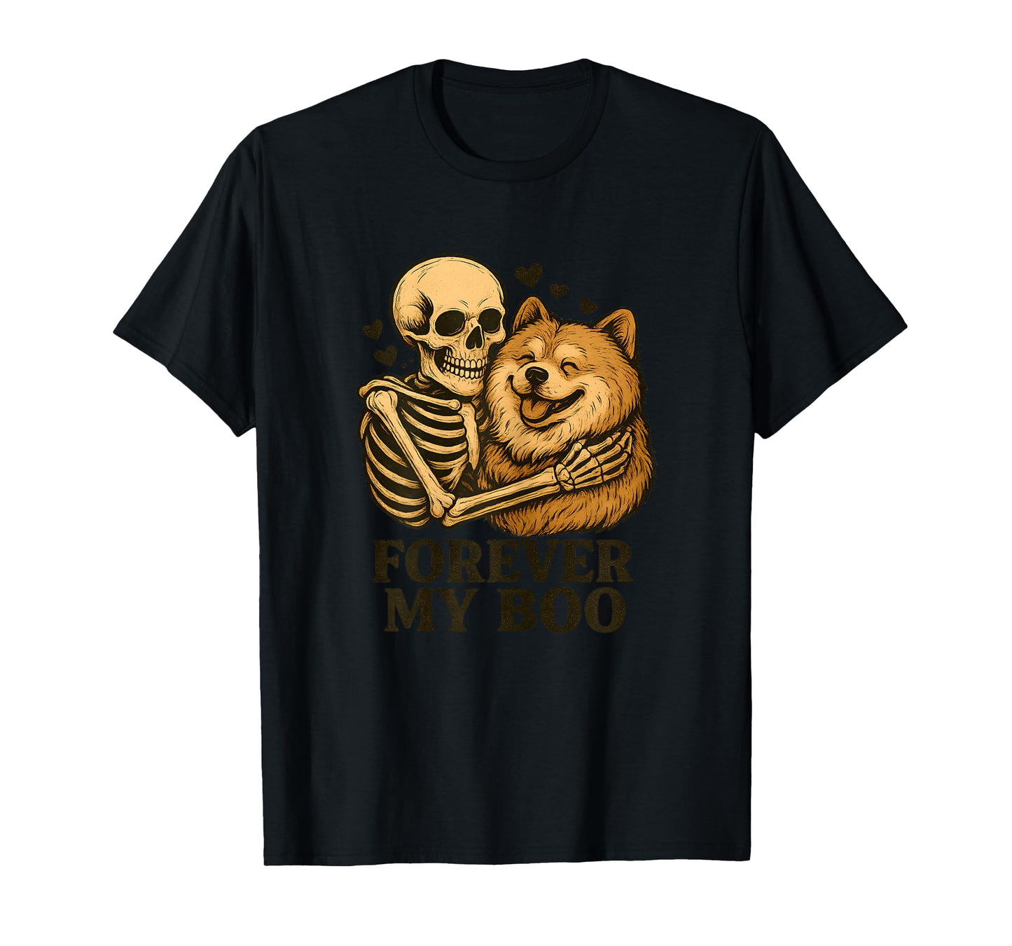 Womens Forever My Boo Skeleton Chow Chow Funny Halloween Couple T-Shirt