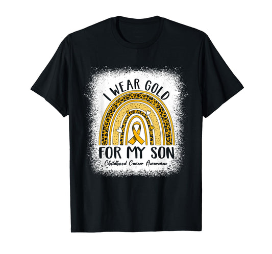 I Wear Gold For My Son Childhood Cancer Awareness Ribbon T-Shirt