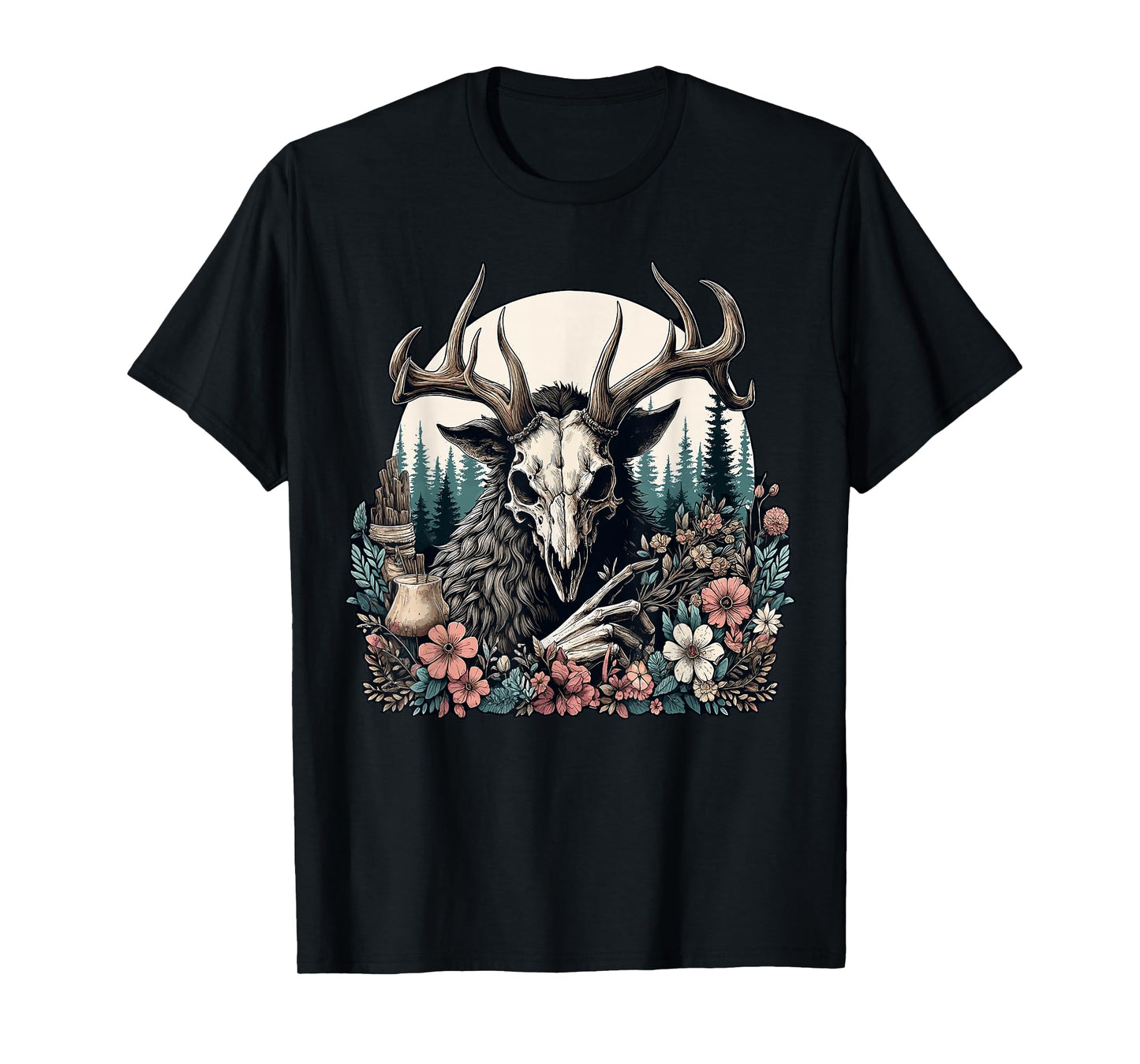 Floral Cryptid Wendigo Nature Forest T-Shirt