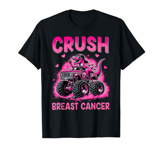 Crush Breast Cancer Awareness Monster Truck Toddler Boy Kids T-Shirt