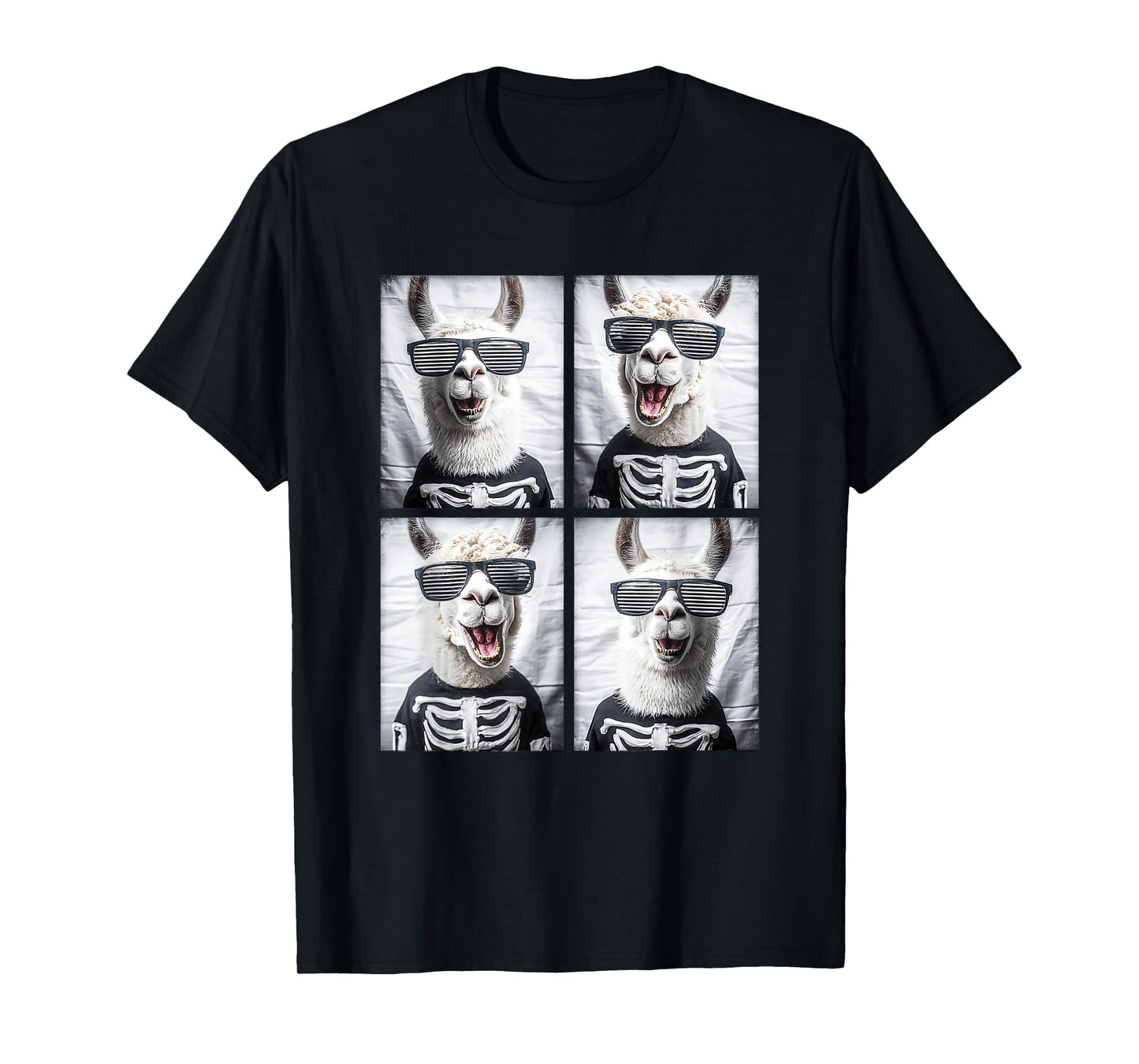 Cute Llamas with Sunglasses Skeleton Costume Funny Halloween T-Shirt