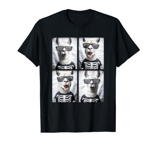 Cute Llamas with Sunglasses Skeleton Costume Funny Halloween T-Shirt