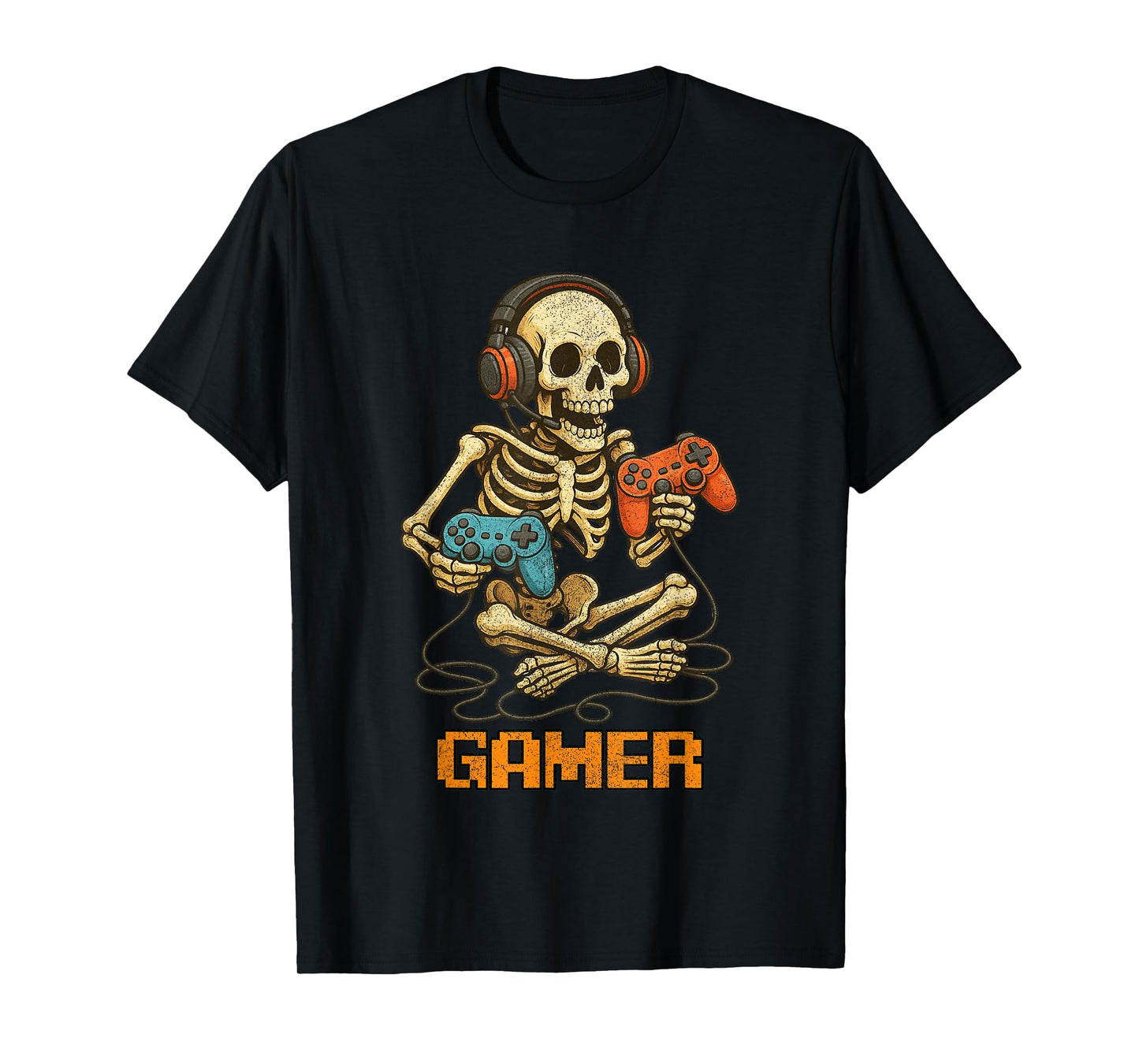Halloween Skeleton Gamer Video Gaming Funny Skeleton Gaming T-Shirt
