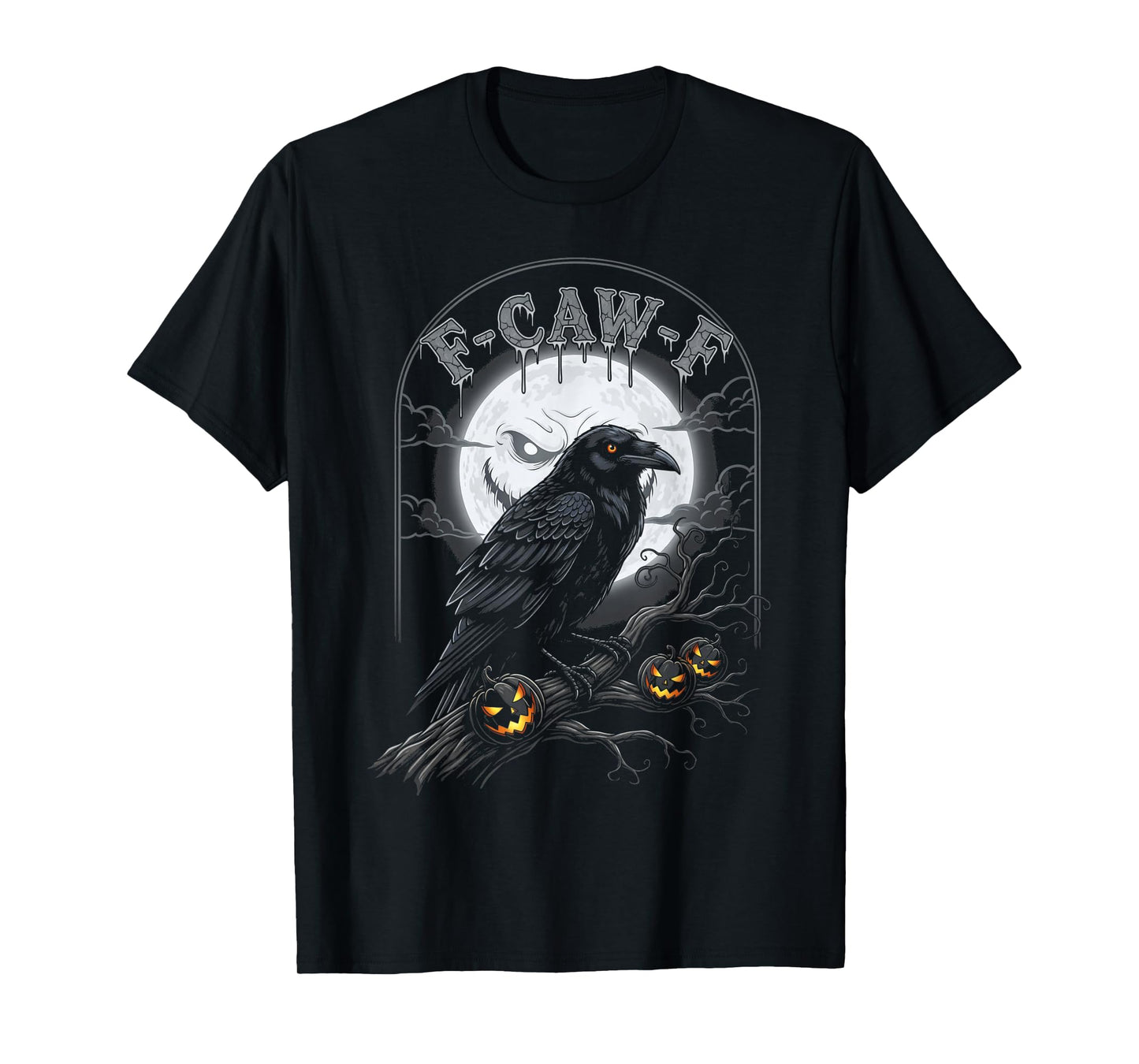 F-Caw-F Funny Black Bird Crow Gothic Halloween Punk Adult T-Shirt