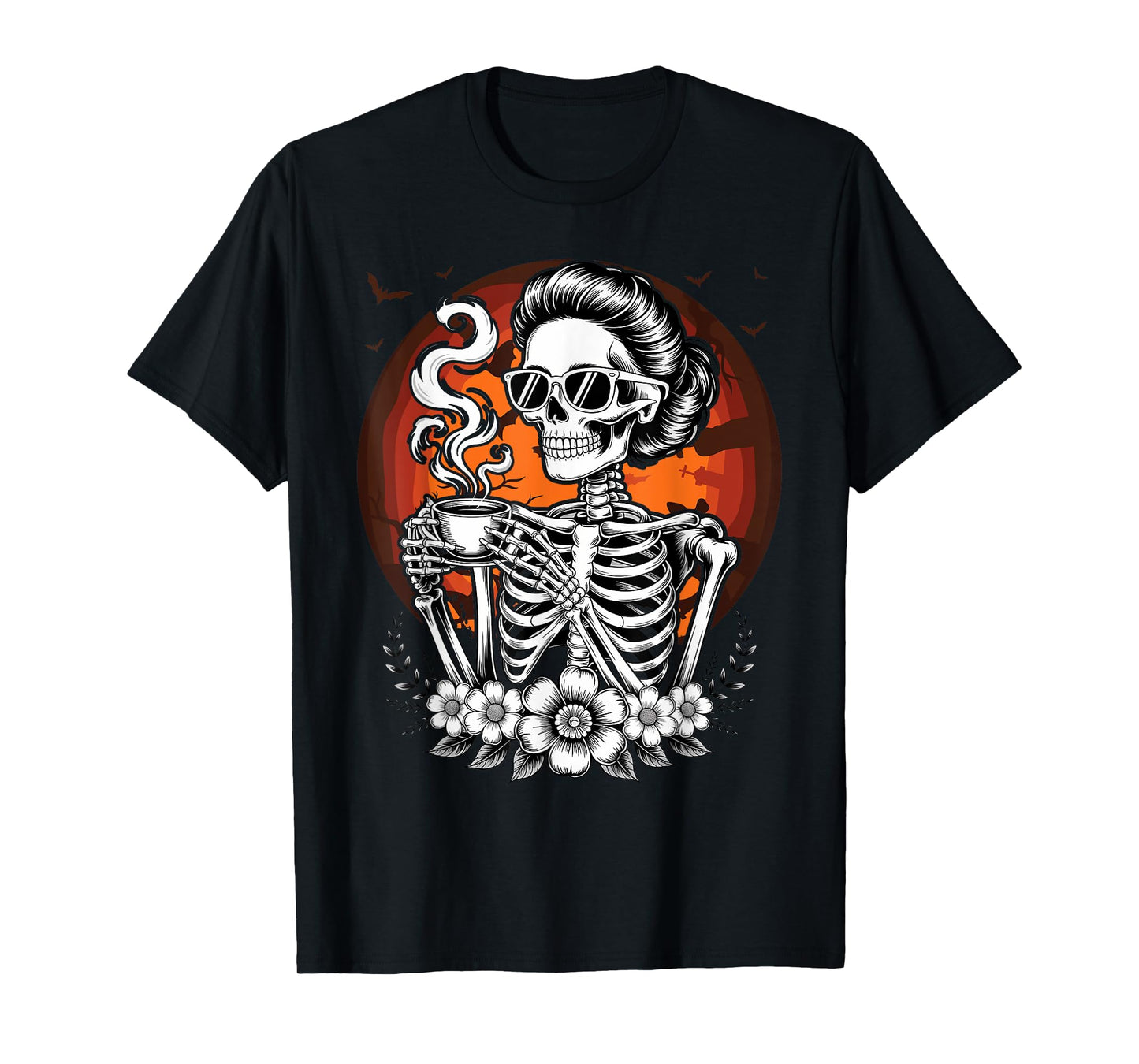 Halloween Skeleton Coffee Funny Costume Mom Women Girls Teen T-Shirt