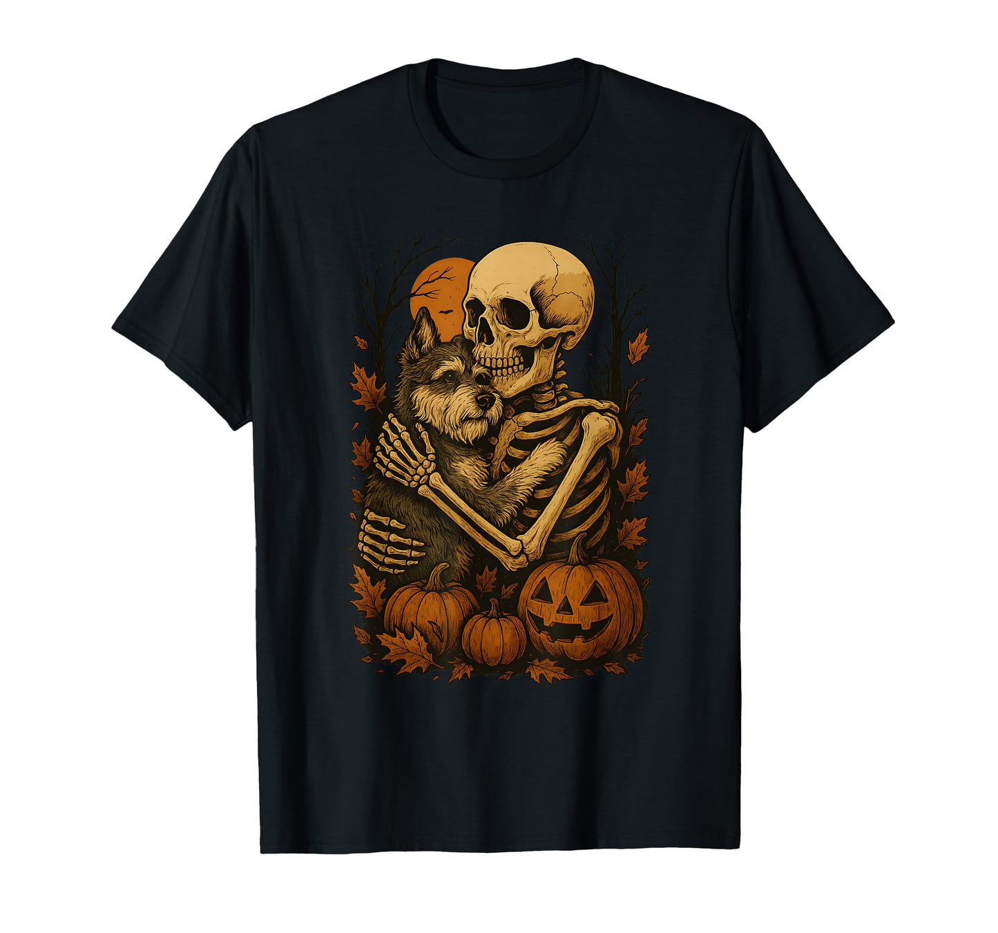 Skeleton Hugging Miniature Schnauzer T-Shirt