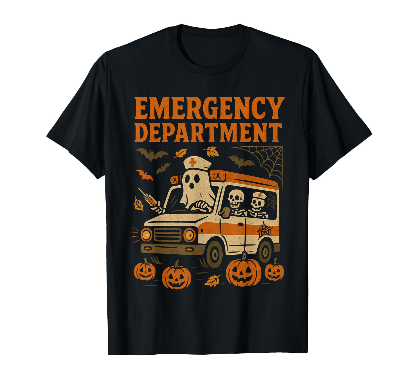 Emergency Department Ghost Ambulance ER Nurse Squad Hallween T-Shirt