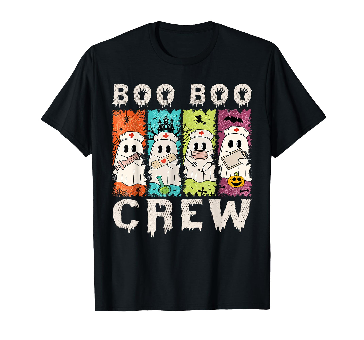 Boo Boo Crew Nurse Ghost Scrub Top Nursing Halloween Costume T-Shirt