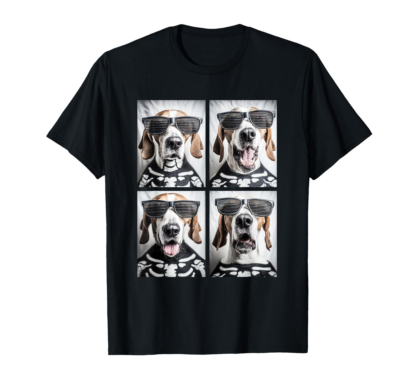 Pointer with Sunglasses Skeleton Costume Funny Halloween Dog T-Shirt