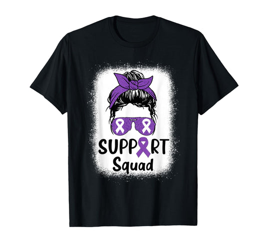 Hodgkin’s Lymphoma Awareness Support Squad Messy Bun Women T-Shirt