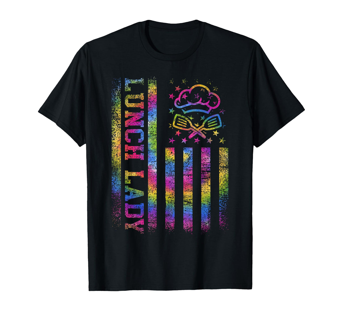 School Lunch Lady Squad US Flag Tie Dye Proud Cafeteria Crew T-Shirt