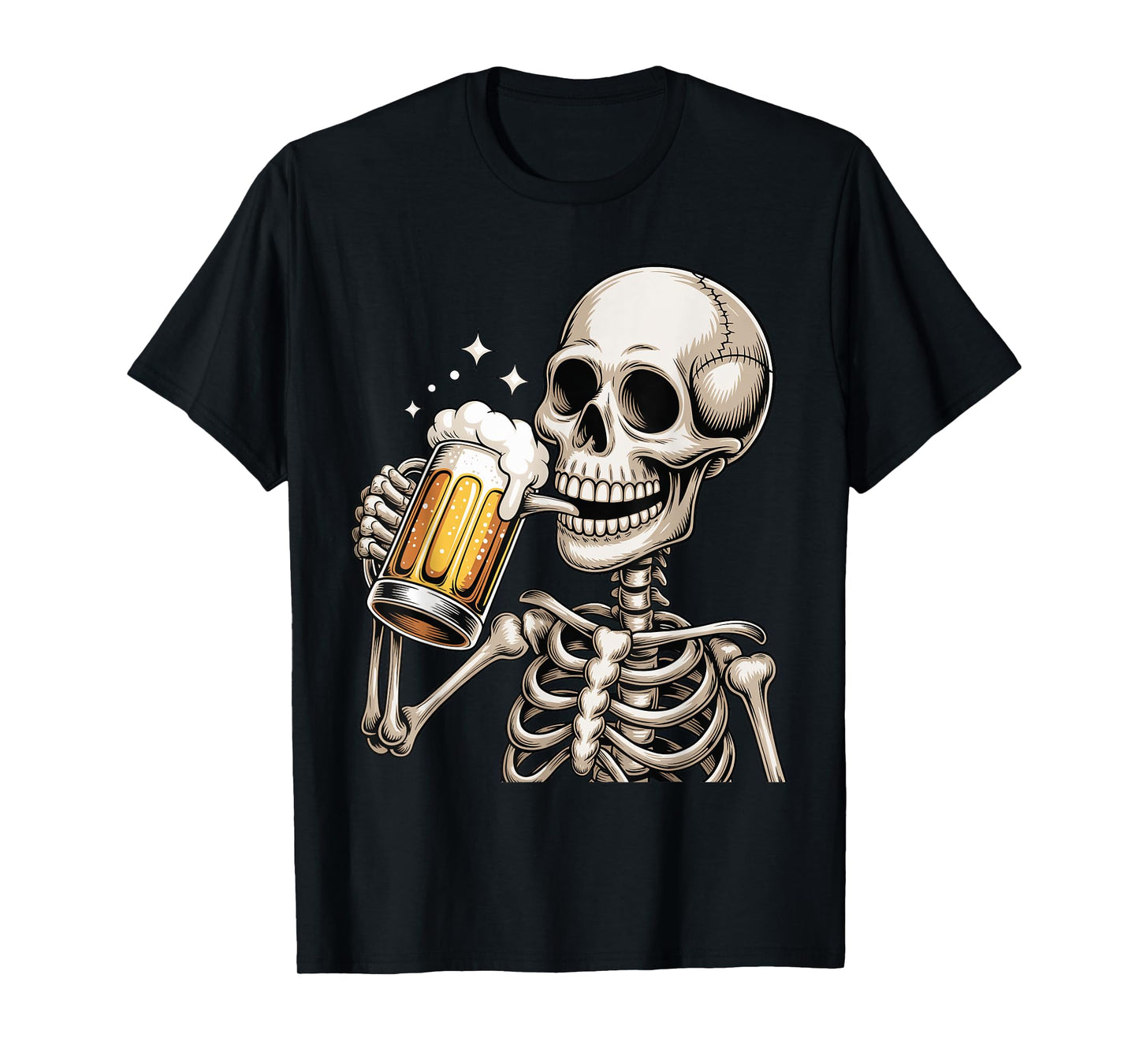 Halloween Creepy Skeleton Drinking Beer Funny Trick or Treat T-Shirt
