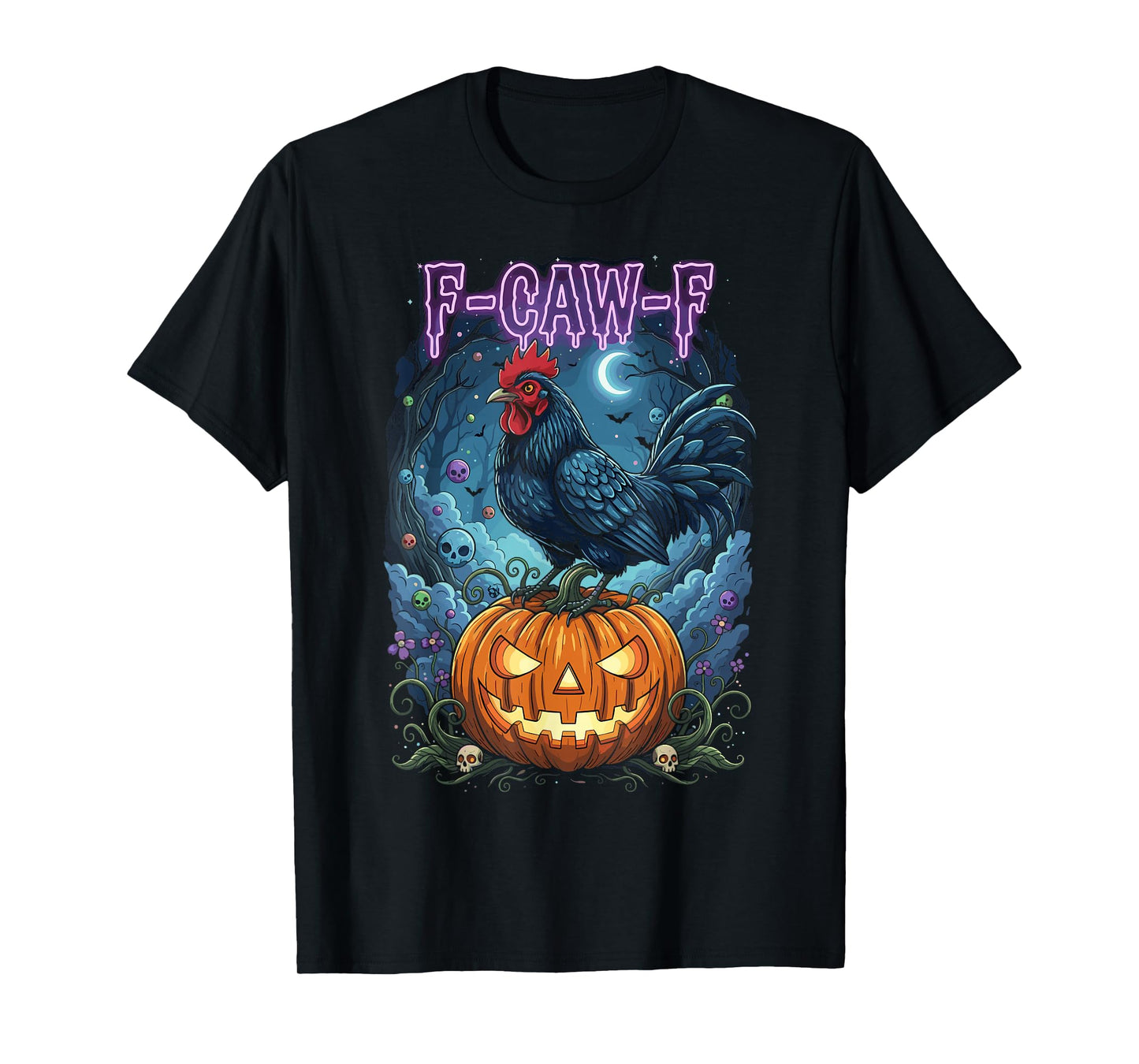 F-Caw-F Funny Rooster Pumpkin Halloween Meme Art T-Shirt