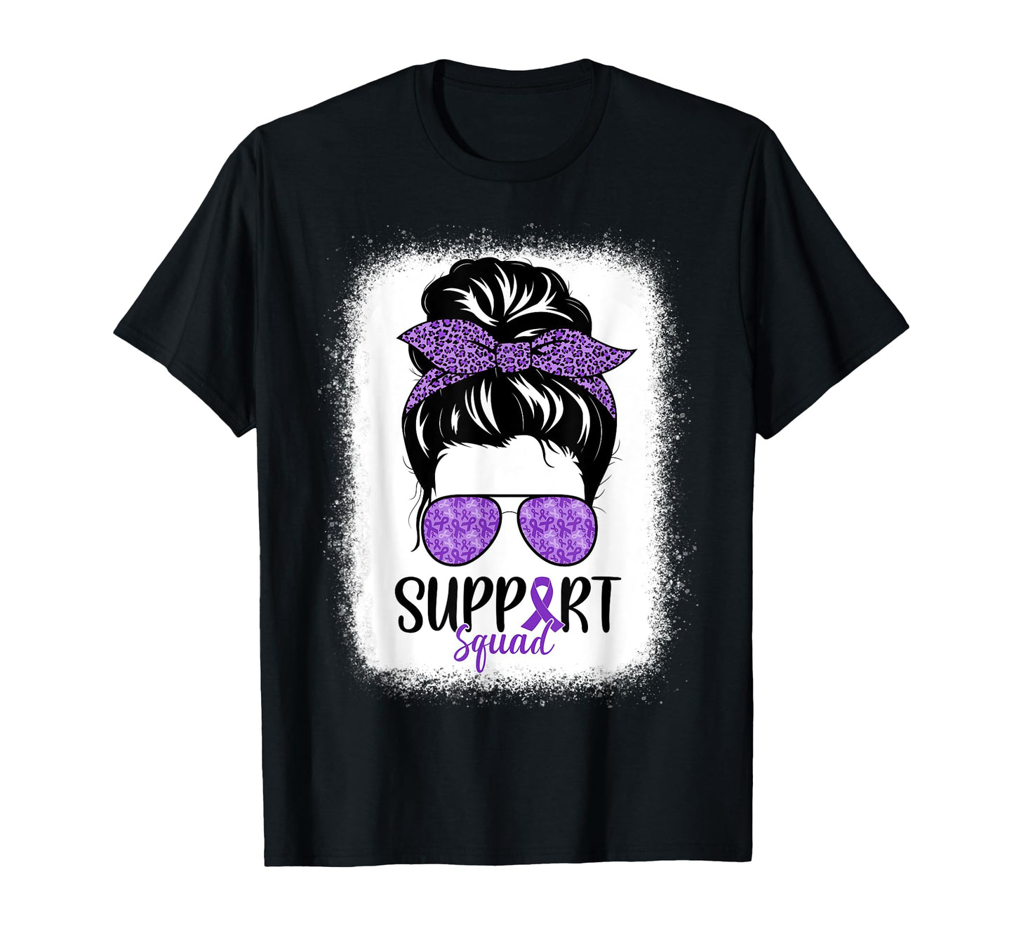 Support Squad Pancreatic Cancer Messy Bun Leopard T-Shirt