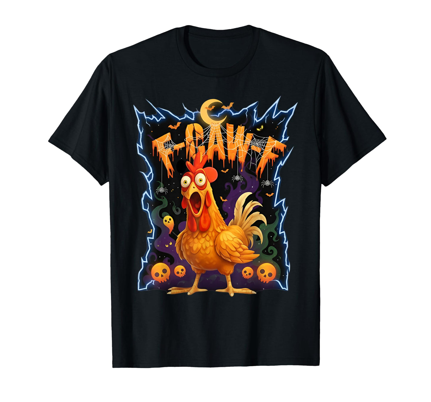 Scared Chicken F-Caw-F Halloween Tee T-Shirt