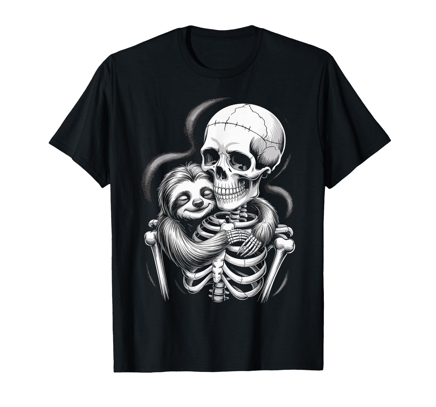 Skeleton Hugging Sloth Lover Spooky Season Halloween T-Shirt