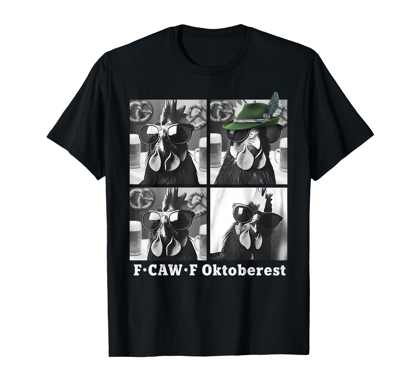 Rooster Chicken Oktoberfest Sunglasses Photobooth Selfie T-Shirt