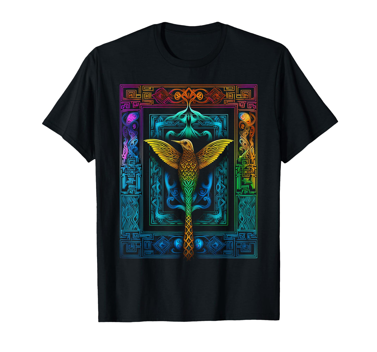 Hummingbird Colorful Mandala Animal Art Bird T-Shirt