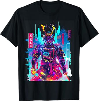 Cyberpunk Neon Samurai Japanese Art T-Shirt