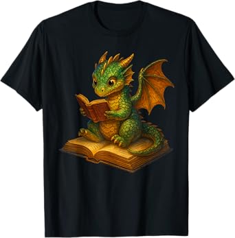 Reading Dragon Shirt for Bookish, Teacher Librarian Bookworm T-Shirt