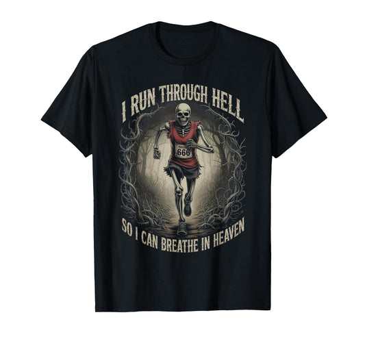 Cross Country Running Motivation Skeleton Halloween T-Shirt