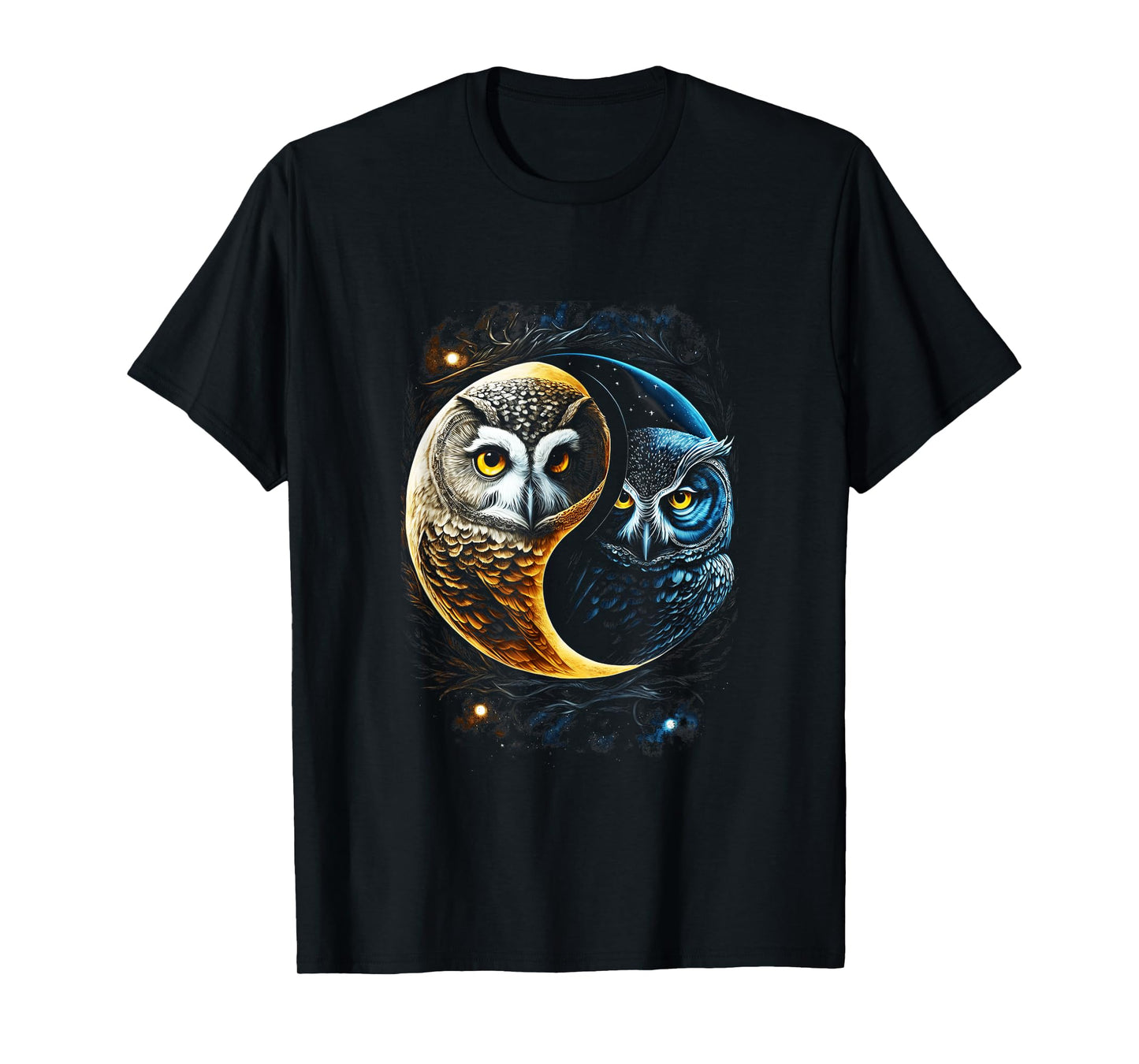 Moon Owl Birds Barn Humorous Yin And Yang Chinese T-Shirt