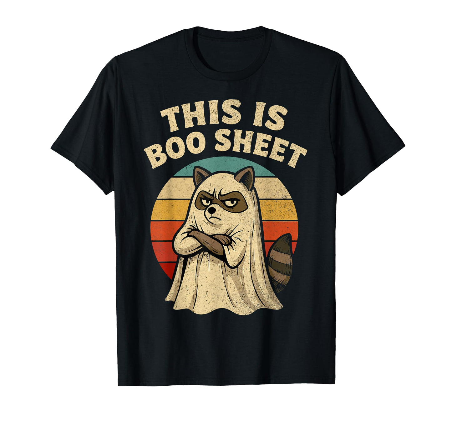 Retro Halloween Raccoon This is Boo Sheet Ghost Men Women T-Shirt
