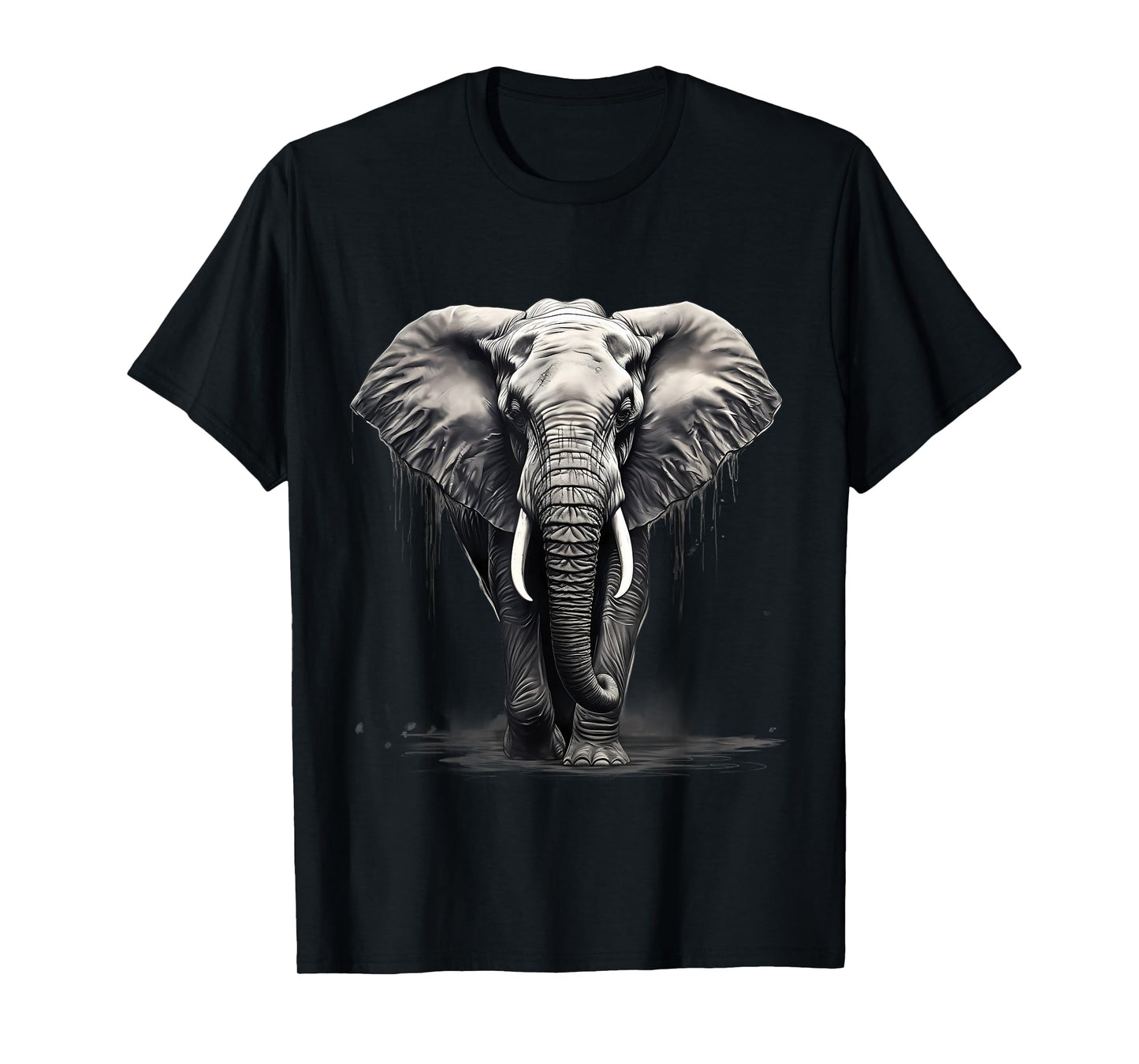 Elephant Animal Art Drawing Wildlife Motif Artwork Safari T-Shirt